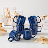 vancasso Starry Coffee Mugs Set of 6, 12oz/360ml Stoneware Coffee Mug with Handle, Tea Cups for Cocoa Milk, Microwave & Dishwasher Safe, Blue