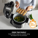 Ninja Foodi 11-in-1 SmartLid Multi-Cooker, 6L, Electric Pressure Cooker & Air Fryer, Layer Mains & Sides with Reversible Rack, Cooks 4 Portions, Dishwasher Safe Parts, Stainless Steel/Black OL550UK