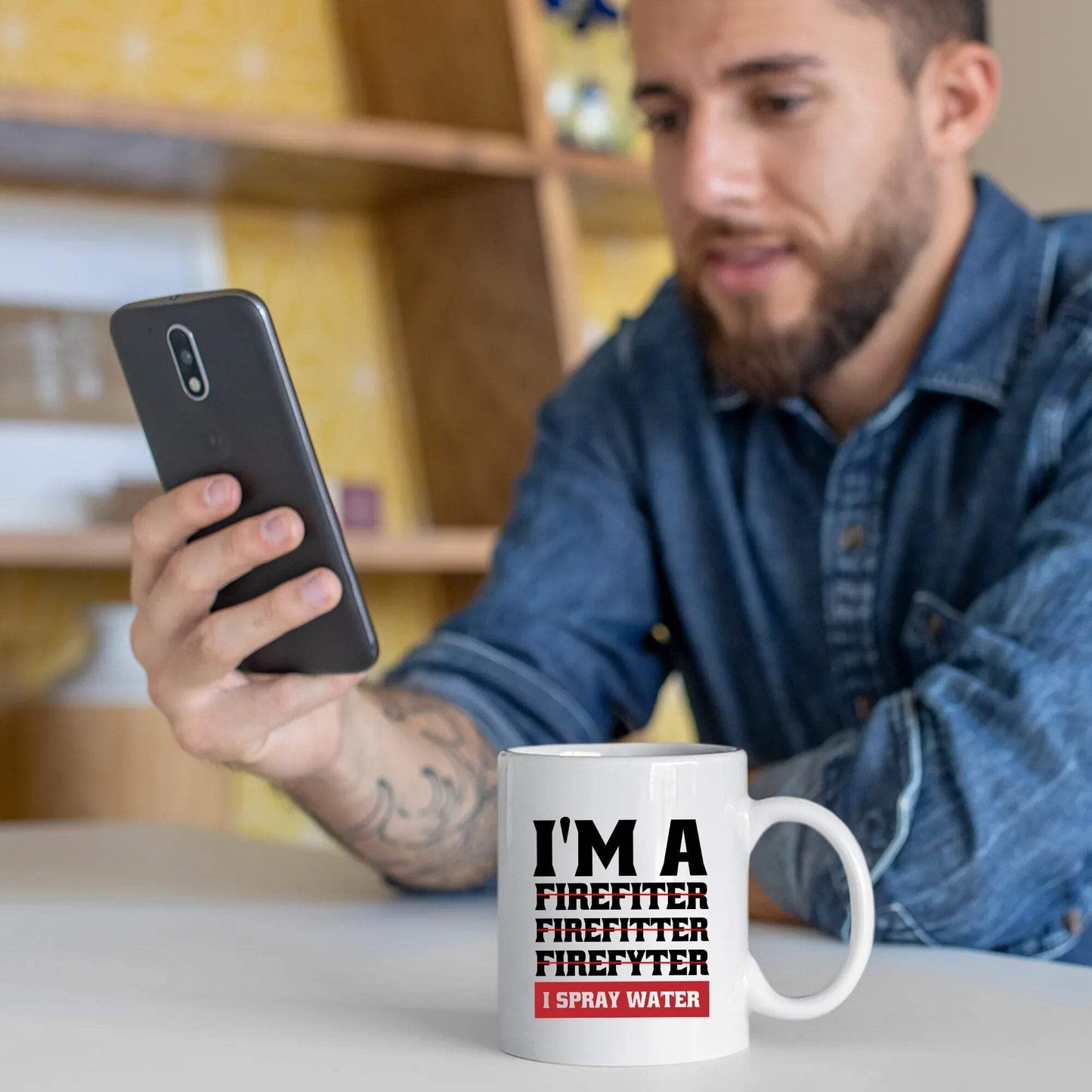 I'm A Firefiter Firefitter Firefyter, I Spray Water Firefighter Mug Firefighters Gift Firemen Firewomen Ceramic Mug 11oz White Novelty Drinkware