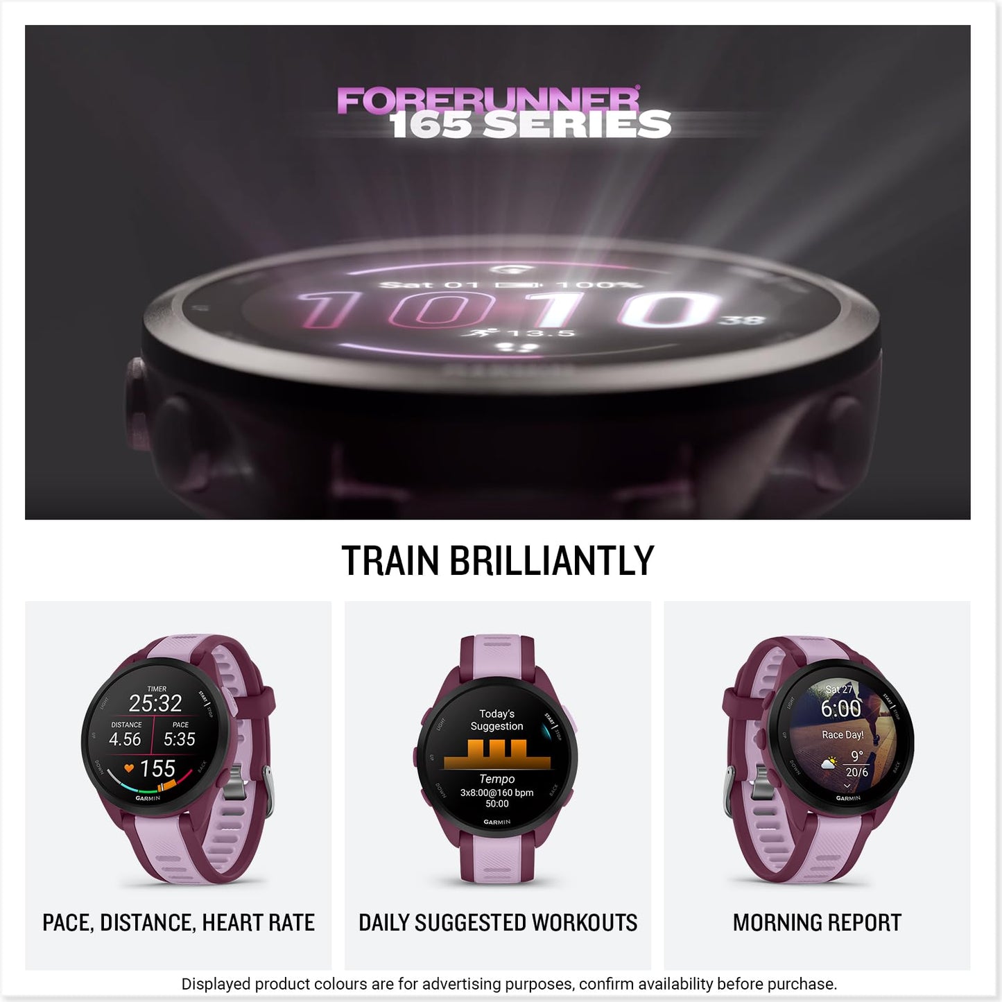 Garmin Forerunner 165 with Music, 43mm GPS running smartwatch, lightweight, AMOLED touchscreen, advanced training & insights, safety & tracking features, up to 11 days battery life, Black
