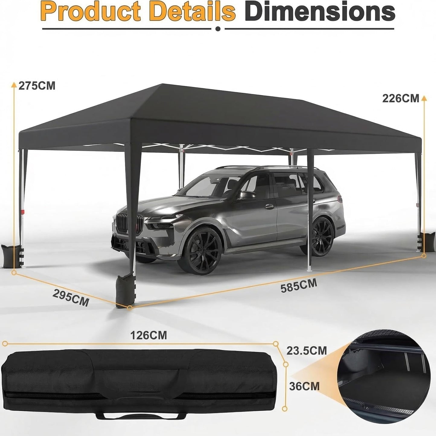 JUMMICO 3x6m Pop Up Gazebo with Sides, Heavy Duty Waterproof Marquee, 6 Removable Sidewalls, UV50+, Adjustable Height, Folding Shelter with Carry Bag for Garden, Weddings, Events - Grey