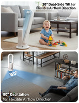 EcoNour 3-in-1 Bladeless Tower Fan with Heater, Cooler & Air Purifier + Advanced UV-C Sterilization, Sleep Mode | 9 Speeds, Fast Heating, Quiet, App Control, Alexa & Google Assistant Support & Remote
