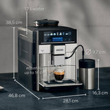 SIEMENS EQ6 plus S300, Fully Automatic Bean to Cup Espresso Coffee Machine with Cappuccinatore milk system, 11 beverages, Ceramic Grinder, Large Touchscreen Display, TE653M11GB, Titanium