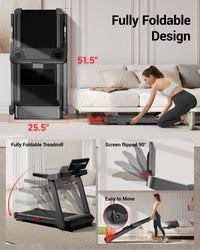 Treadmills for Home with 20% Auto Incline, 14KM/H Foldable Treadmill with Handles, Running Machine for Heavy People, 180KG Weight Capacity, Large Running Belt and Intelligent LED Touch Screen