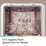 COMFEE' Table Top Dishwasher 7+3 Programs Mini Tabletop Dishwasher No Plumbing, 6L Built-in Water Tank, Hygiene Wash, Auto Door Open Drying, Baby Care, Energy Class D- White
