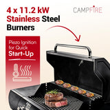 Campfire Original Barbecue BBQ 5 Gas Burner 4+1 Garden Grill, Steel Warming Rack, Side-Burner, Storage & Built-in Temperature Gauge for Home Garden Party Outdoor Cooking