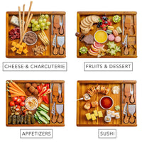 Wooden Cheese Board and Knife Set - Wooden Serving Board/Tray Made of Acacia, an Upgrade from Bamboo Charcuterie Boards - Includes Serving Platters and Cheese Knives - Any Occasion Gift Set - BlauKe®