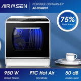 AIRMSEN Mini Table Top Dishwasher - Upgraded 6 Programs Portable Countertop Dishwasher No Plumbing with 2 Water Supply Modes for Kitchen Apartment Outdoor - with Baby Care Mode