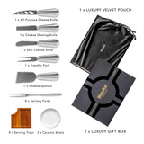 Wooden Cheese Board and Knife Set for Big Parties - Large Wooden Serving Board/Tray of Acacia, an Upgrade from Bamboo Charcuterie Boards - Serving Platters with Cheese Knives - Any Occasion Gift Set