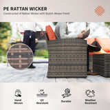 Outsunny 6 Pieces Rattan Garden Furniture Set Wicker Outdoor Sofa Sectional Patio Conversation Furniture Set w/Storage Table and Cushions, Orange