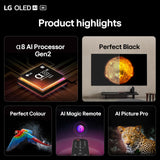 LG OLED55C55LA 55-Inch OLEDevo 4K UHD Smart TV, (α9 AI Processor Gen7, Dolby Atmos, Freeview Play and Amazon Alexa, 120Hz) [Model 2025]