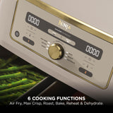 Ninja MAX Dual Zone Digital Air Fryer, 2 Drawers, 9.5L, 6-in-1, Uses No Oil, Air Fry, Max Crisp, Roast, Bake, Reheat, Dehydrate, Non-Stick, Dishwasher Safe Baskets, Stone Gold DZ400UKSTGD