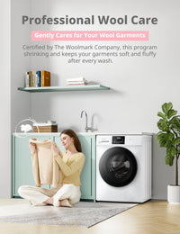COMFEE' Freestanding Washing Machine,10KG Load,A-10% Class, 1400RPM, Steam Care,BLDC Motor,Woolmark,Touch Panel,White-CFP03EW100W-UK
