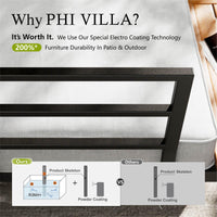 PHI VILLA 6 Seater Metal Garden Furniture Sets, L Shaped Modular Outdoor Corner Sofa Set All Weather for Patio with Cushions and Coffee Table, Beige-Gray