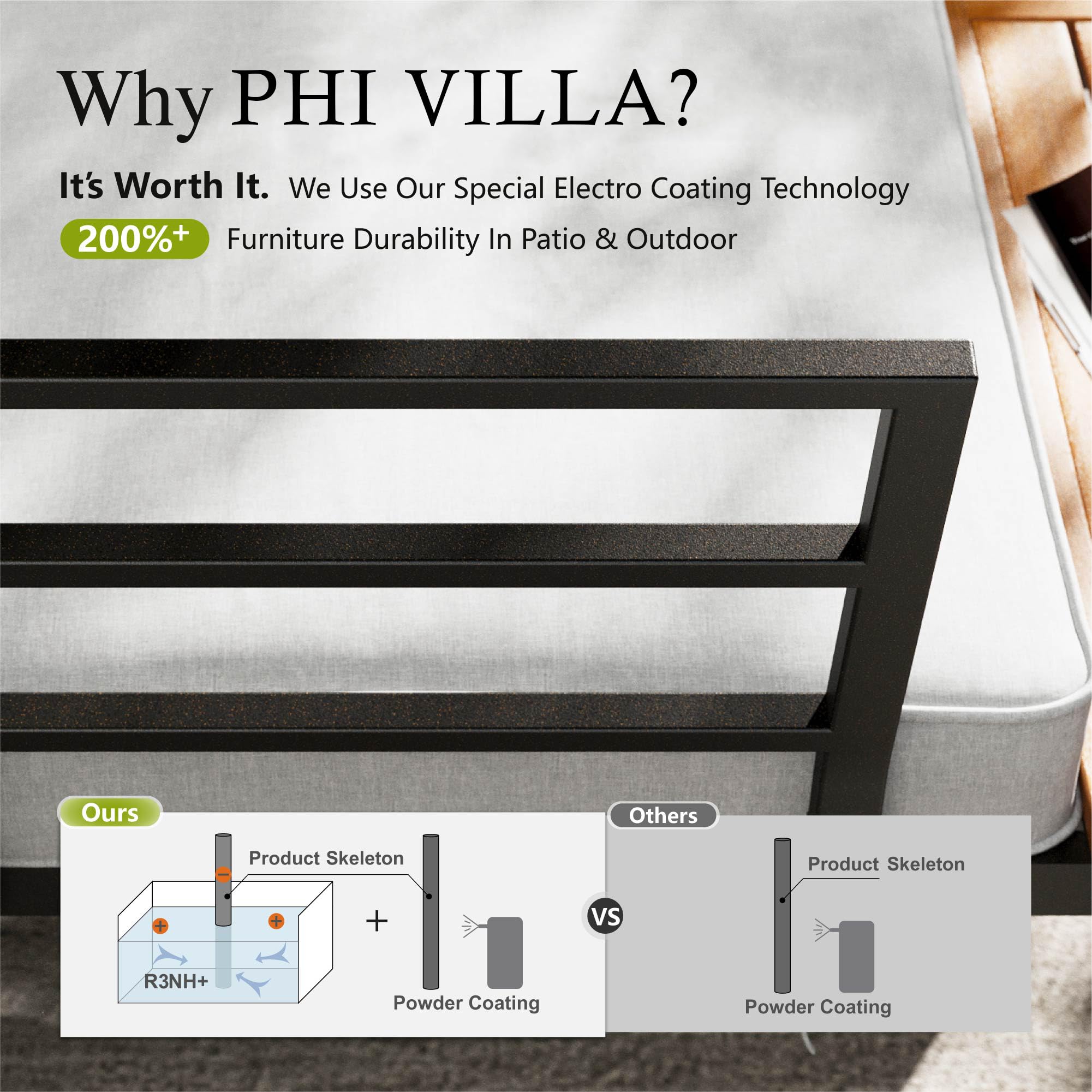 PHI VILLA 6 Seater Metal Garden Furniture Sets, L Shaped Modular Outdoor Corner Sofa Set All Weather for Patio with Cushions and Coffee Table, Beige-Gray