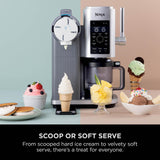 Ninja CREAMi Scoop and Swirl Soft Serve and Ice Cream Maker with 2x Tubs, 13 Functions, Makes Ice Cream, Soft Serve, Gelato, Sorbet, Milkshakes and More, Mix-In Option, Platinum Silver, NC701UK