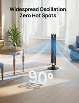 DREO Smart 40"-45" Tower Fan for Bedroom, Adjustable Height, 28 ft/s Velocity, DC Motor, 9 Speeds, 4 Modes, 90°Oscillating, Standing Fan, 20dB Quiet, 12H Timer for Home, Office, Google/Alexa, Black