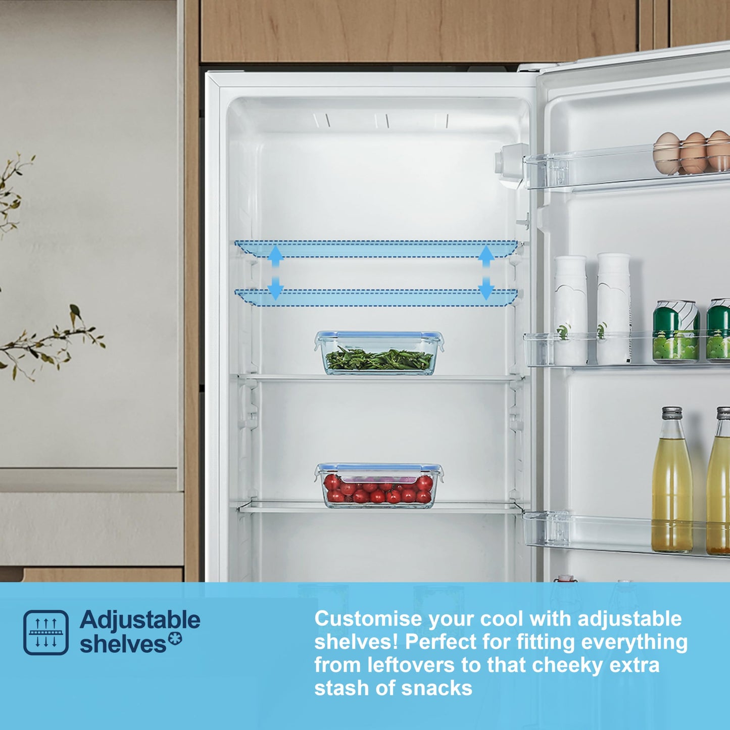 Fridgemaster MTL55242E Freestanding Upright Larder Fridge, Reversible Door, 242 Litre, 55cm Width, White, E Rated