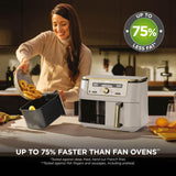 Ninja MAX Dual Zone Digital Air Fryer, 2 Drawers, 9.5L, 6-in-1, Uses No Oil, Air Fry, Max Crisp, Roast, Bake, Reheat, Dehydrate, Non-Stick, Dishwasher Safe Baskets, Stone Gold DZ400UKSTGD