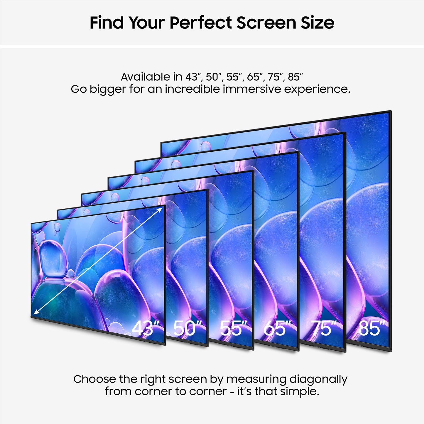 Samsung Crystal UHD 85" U7000F, Crystal Processor 4k, 4k Upscaling, Object Tracking Sound Lite, One UI Tizen, Smart TV, 2025