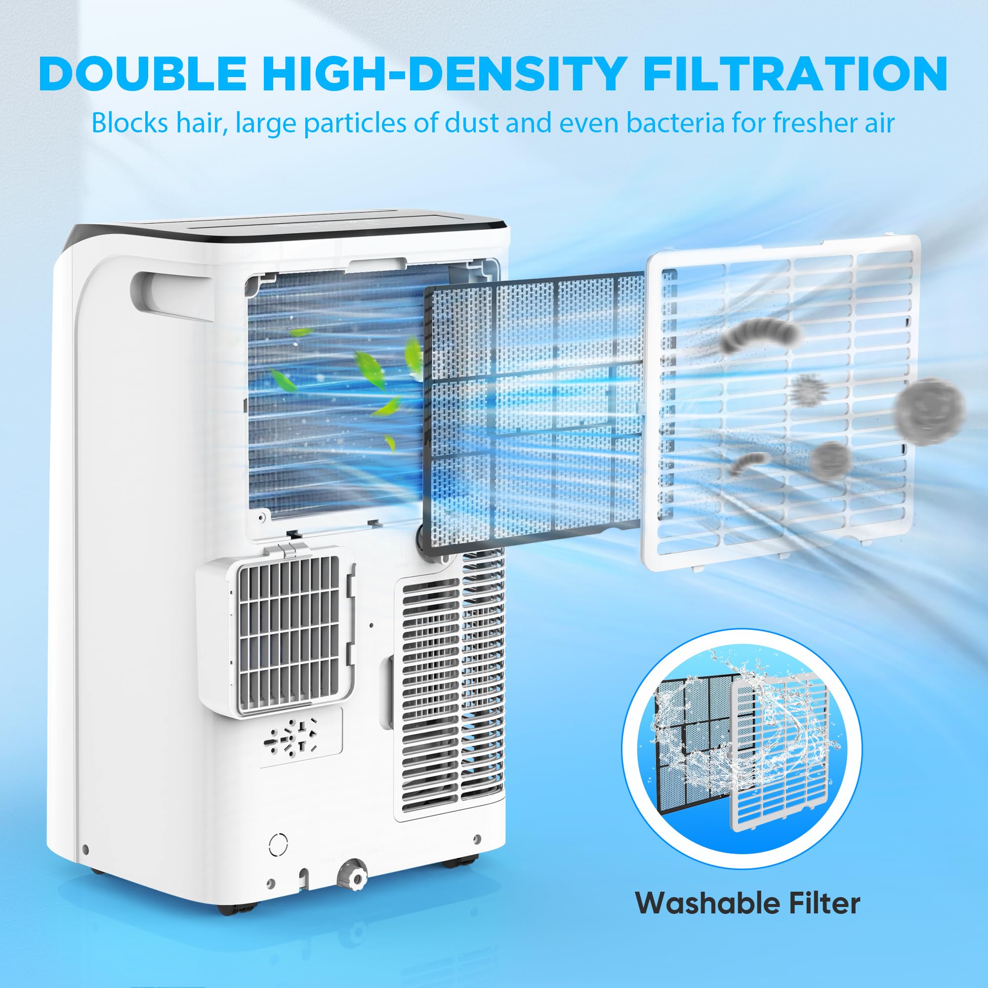 DOMANKI 14000 BTU portable air conditioner with remote control, digital display, 700 square feet range, white