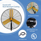AIRWIZARD 30 inch Oscillating High Velocity Wall Mount Fan, 8550 CFM Industrial Heavy Duty Metal Wall Fans, 3 Speeds, Adjustable Height and Tilt, Commercial Shop Fan for Garage, Workshop