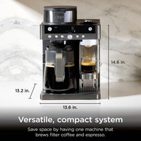 Ninja Prestige 2-in-1 Filter Coffee and Pod Capsule Machine with Built-in Milk Frother, Make Lattes, Iced Coffee and Flat Whites, Gunmetal CFN802UKGM