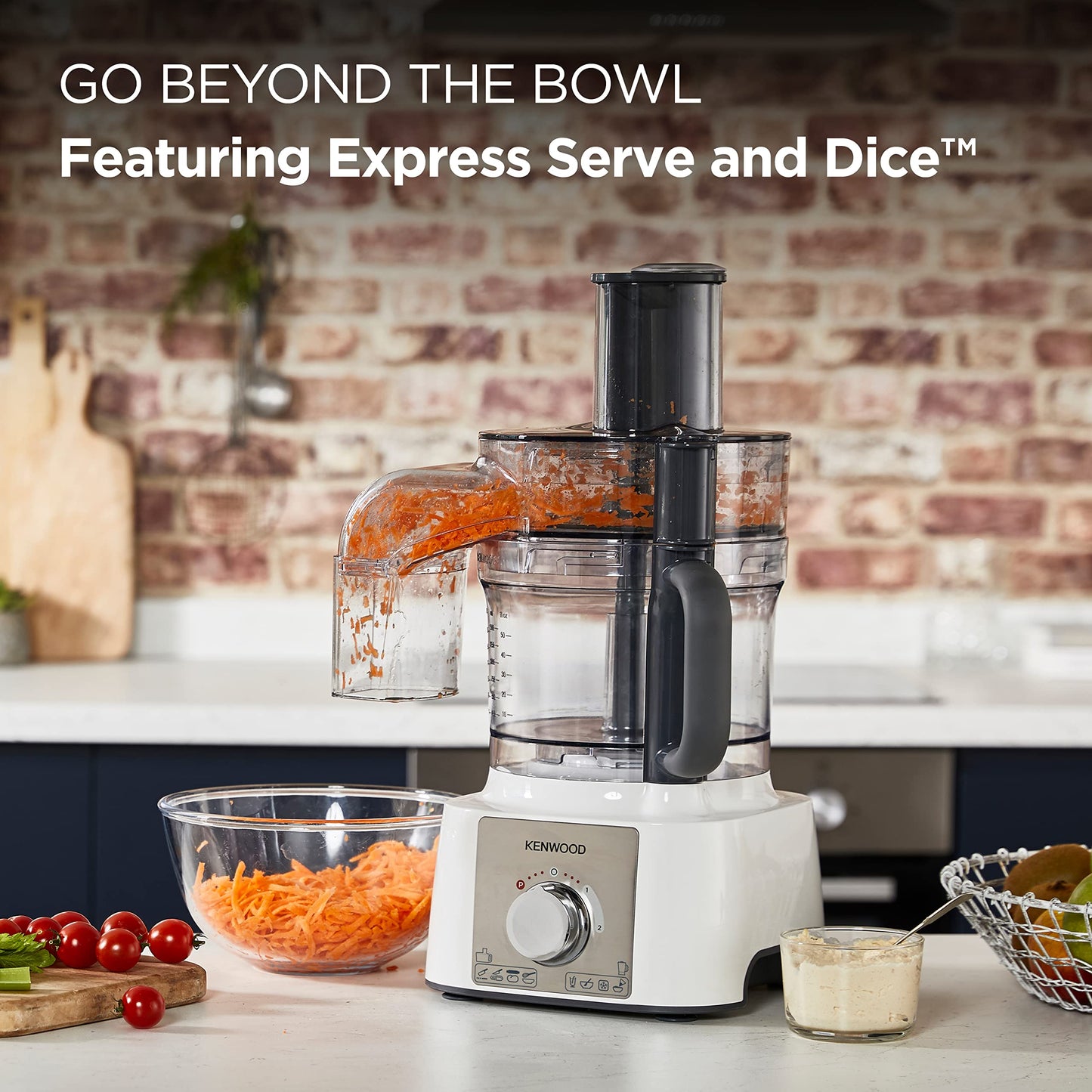 Kenwood FDP65.860WH food processor with 9 attachments. Express Serve and Dice, 1.5L Jug blender and mini chopper, White