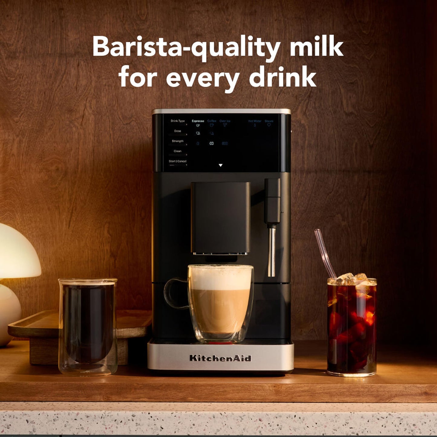 KitchenAid KF2 Fully Automatic Espresso Machine with Iced Coffee, Built-In Grinder, 7 Recipe Options, IntelliGrind Technology, Steam Wand, Matte Black
