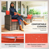 Outsunny 6 Pieces Rattan Garden Furniture Set Wicker Outdoor Sofa Sectional Patio Conversation Furniture Set w/Storage Table and Cushions, Orange