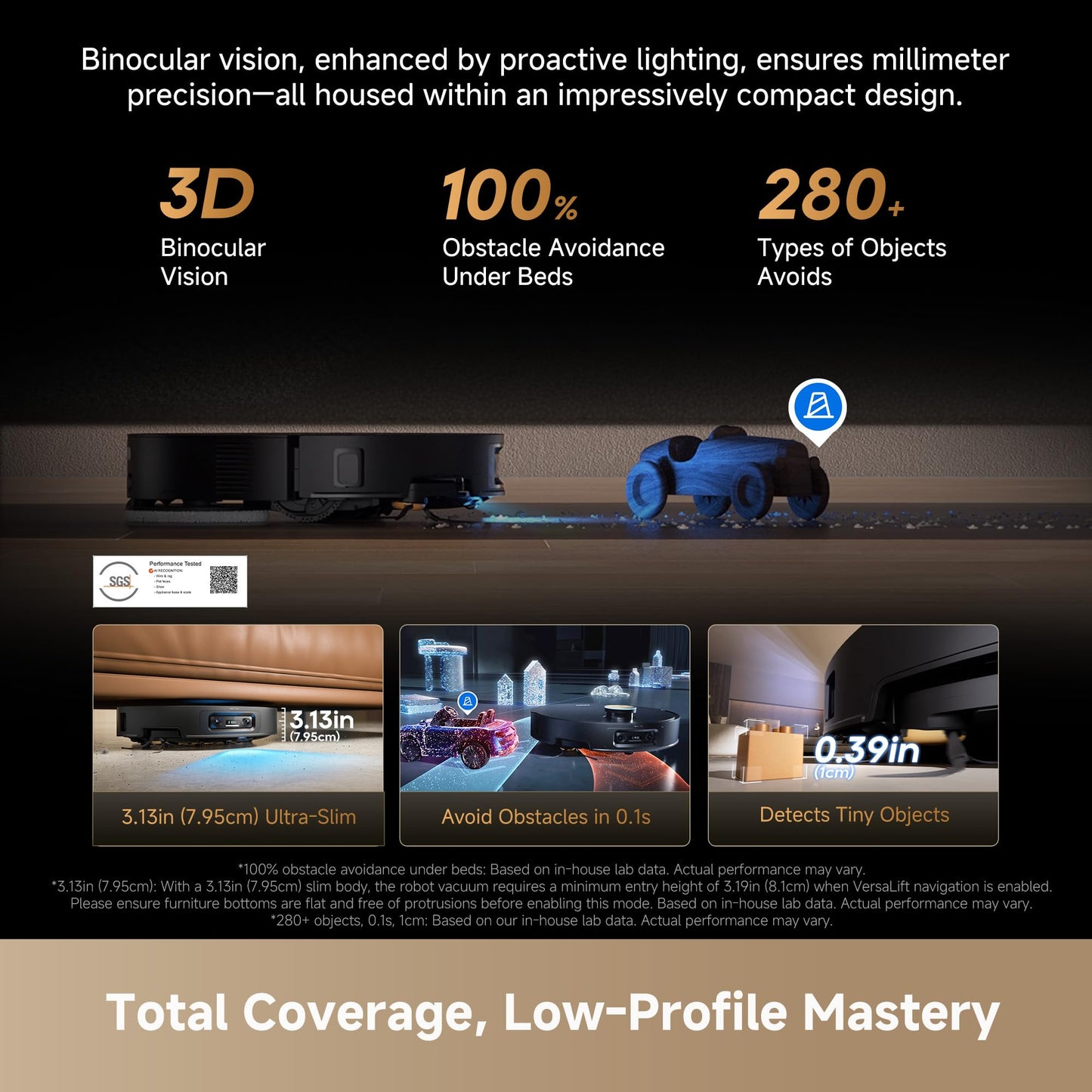 DREAME X60 MAX Ultra Full Robot Vacuum Cleaner and Mop, Upgraded X50 Series, 3.13" (8cm), Ultra-Thin Design, 35,000Pa Suction, Self-Emptying and Recharging, Self-Cleaning Mop