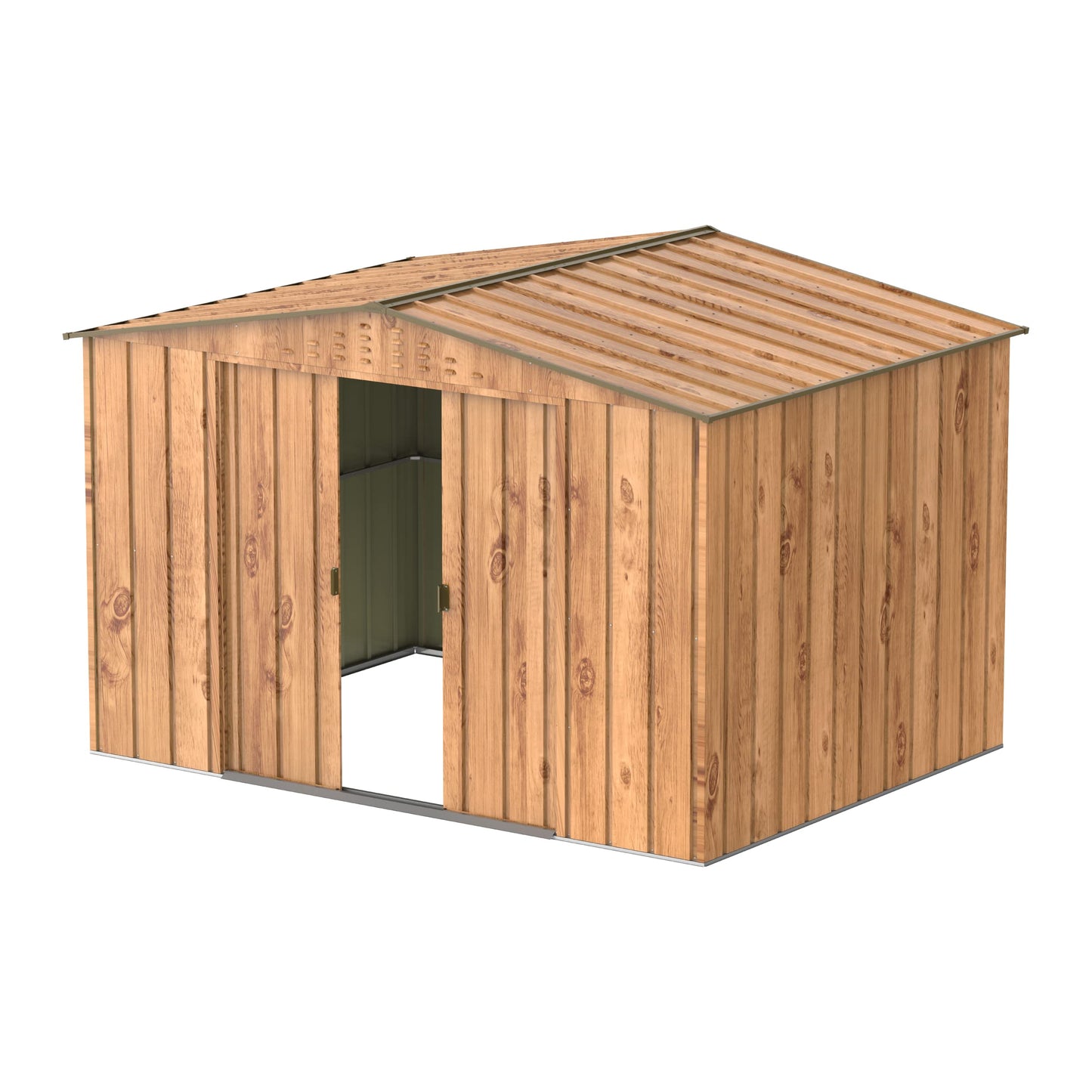 Duramax TOP 10x8 Metal Garden Storage Shed (7.83 m²), Hot-Dipped Galvanized Steel Tool Shed, All Weather Resistant with Reinforced Roof Structure, Maintenance-Free Outdoor Storage House, Woodgrain