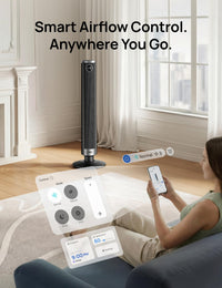 DREO Smart 40"-45" Tower Fan for Bedroom, Adjustable Height, 28 ft/s Velocity, DC Motor, 9 Speeds, 4 Modes, 90°Oscillating, Standing Fan, 20dB Quiet, 12H Timer for Home, Office, Google/Alexa, Black
