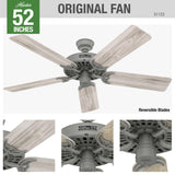 Hunter Fan Company 51123 Original Ceiling Fan, 52, Matte Silver