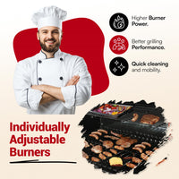 Campfire Original Barbecue BBQ 5 Gas Burner 4+1 Garden Grill, Steel Warming Rack, Side-Burner, Storage & Built-in Temperature Gauge for Home Garden Party Outdoor Cooking