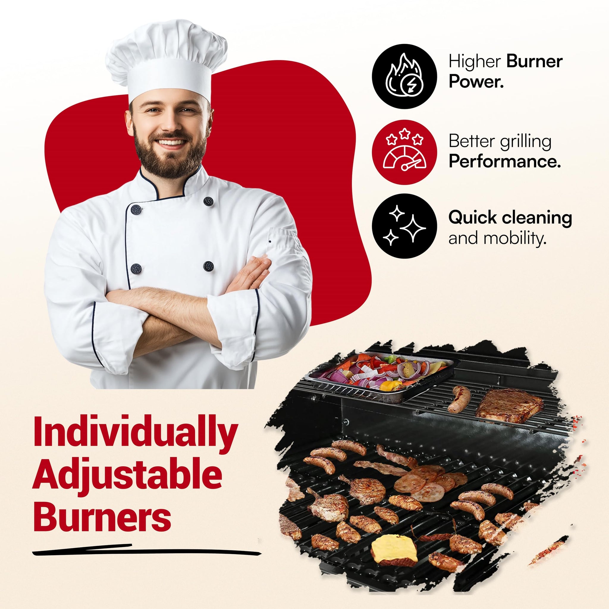 Campfire Original Barbecue BBQ 5 Gas Burner 4+1 Garden Grill, Steel Warming Rack, Side-Burner, Storage & Built-in Temperature Gauge for Home Garden Party Outdoor Cooking