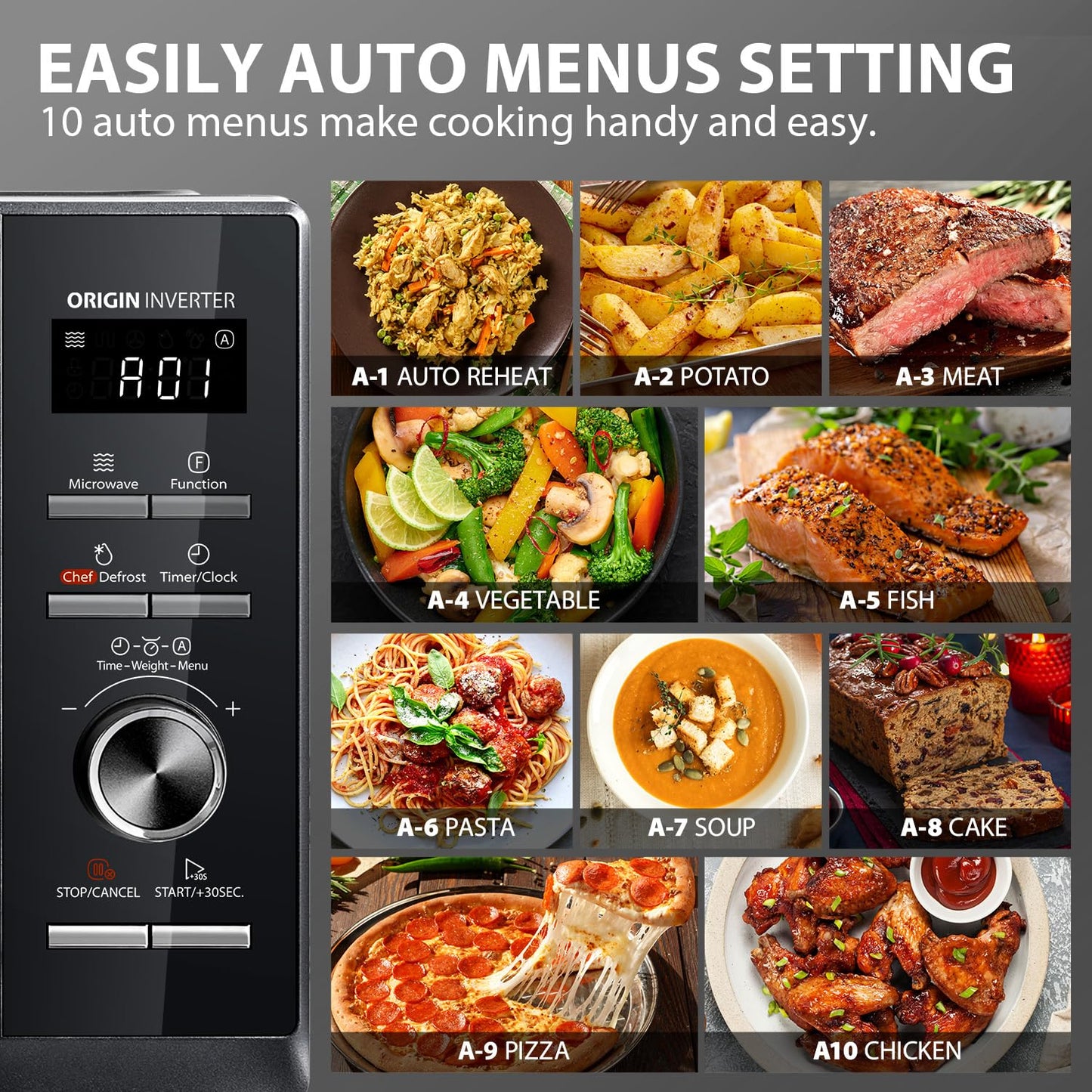 TOSHIBA 26Liter 6-in-1 Air Fry Microwave Combo With Origin Inverter, Chef Defrost, Convection, Combi, Grill, 10 Power Levels, 10 Auto Menus, 900W Microwave,1000W Grill, Black, MW3-AC26SFI(BK)