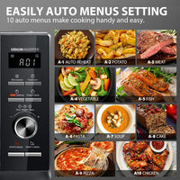 TOSHIBA 26Liter 6-in-1 Air Fry Microwave Combo With Origin Inverter, Chef Defrost, Convection, Combi, Grill, 10 Power Levels, 10 Auto Menus, 900W Microwave,1000W Grill, Black, MW3-AC26SFI(BK)