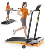 1%-6%-12% Incline Folding Treadmill with 115 CM Retractable Handrail, 95°-105° Adjustable Tilt Angle, 6 in 1 Compact Treadmills for Home/Office (Silver Black)