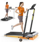 1%-6%-12% Incline Folding Treadmill with 115 CM Retractable Handrail, 95°-105° Adjustable Tilt Angle, 6 in 1 Compact Treadmills for Home/Office (Silver Black)