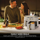 Ninja MAX Dual Zone Digital Air Fryer, 2 Drawers, 9.5L, 6-in-1, Uses No Oil, Air Fry, Max Crisp, Roast, Bake, Reheat, Dehydrate, Non-Stick, Dishwasher Safe Baskets, Stone Gold DZ400UKSTGD
