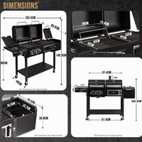 CosmoGrill Hybrid 4 Burner Barbecue DUO Dual Fuel BBQ 3+1 Gas Grill & Charcoal Smoker BBQ Grill, Built-in Thermometer, Warming Rack, Outdoor Portable Large Coal Barbecue for Home Garden Party Cooking.