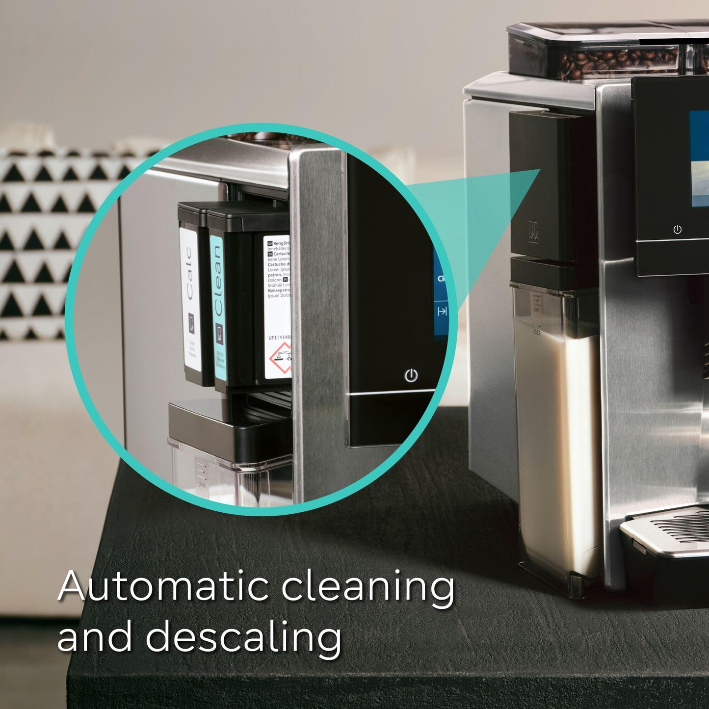 SIEMENS EQ900 Plus Fully Automatic Bean to Cup Coffee Machine, 6.8" Touch Screen Display, Auto Descaling/Cleaning, dual bean containers, baristaMode, beanIdent System, Home Connect, TQ907GZ3