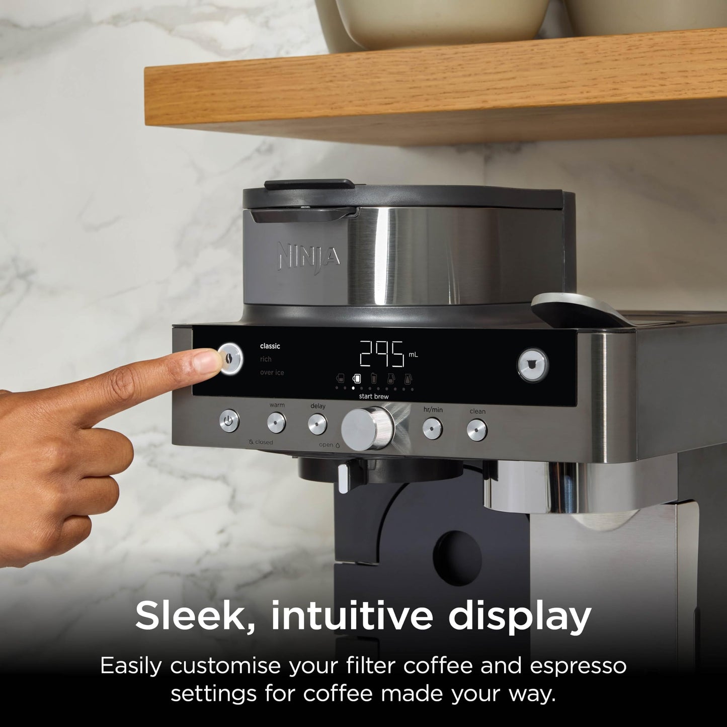Ninja Prestige 2-in-1 Filter Coffee and Pod Capsule Machine with Built-in Milk Frother, Make Lattes, Iced Coffee and Flat Whites, Gunmetal CFN802UKGM