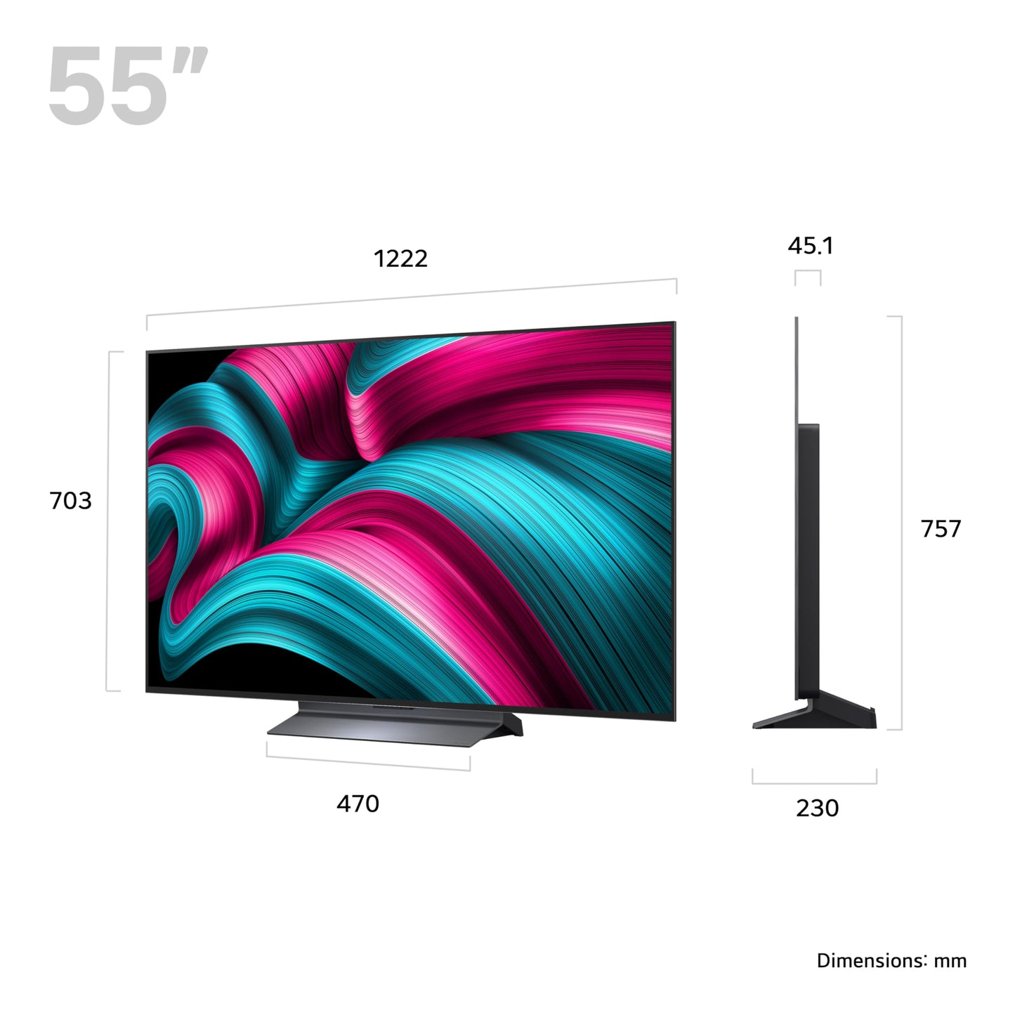 LG OLED55C55LA 55-Inch OLEDevo 4K UHD Smart TV, (α9 AI Processor Gen7, Dolby Atmos, Freeview Play and Amazon Alexa, 120Hz) [Model 2025]