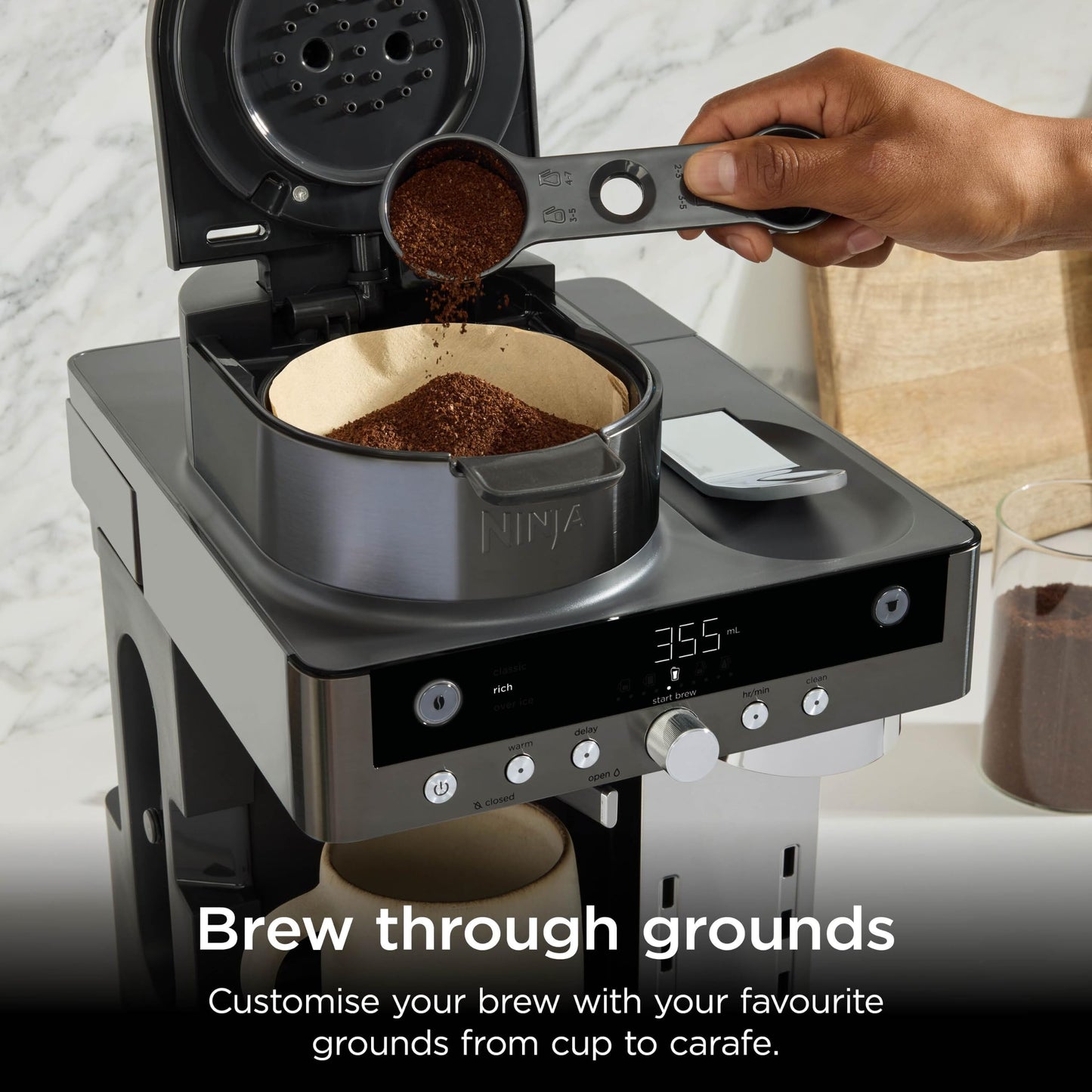 Ninja Prestige 2-in-1 Filter Coffee and Pod Capsule Machine with Built-in Milk Frother, Make Lattes, Iced Coffee and Flat Whites, Gunmetal CFN802UKGM