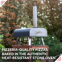 George Foreman Outdoor 16 Inch Wood Pellet Portable Wood Fired Pizza Oven Black with Paddle and Carry Bag, BBQ Oven & Smoker, Foldable Legs GFWPPO2BPC