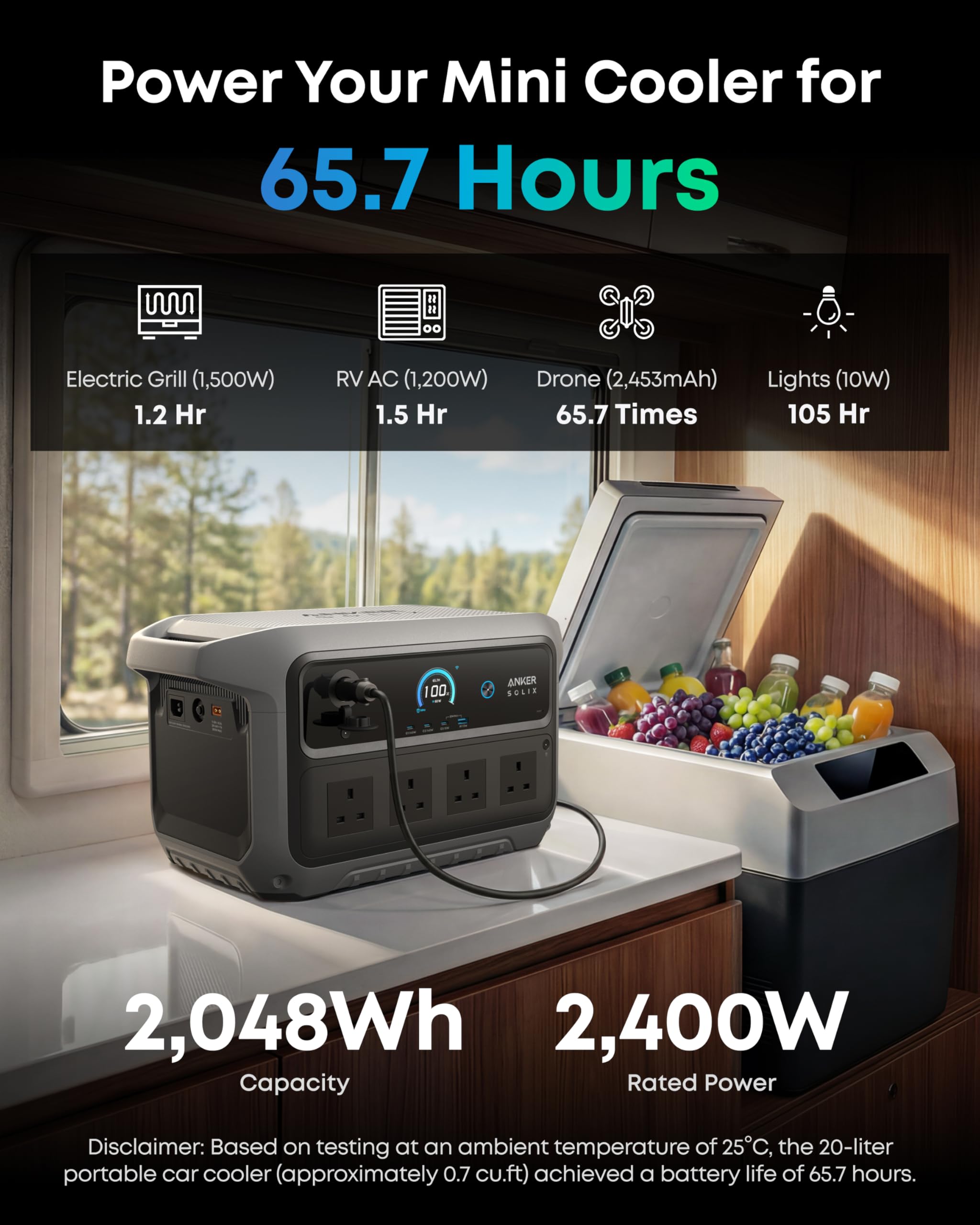 Anker SOLIX C2000 Gen 2 Portable Power Station, 2400W (Peak 4000W) Solar Generator, 2048Wh LiFePO4 Battery, Fast Charge 100% in 58 Min, Home Backup, Emergency, Camping & RVing