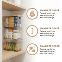 petisal Trash Bag Dispenser ，Extra Large Trash Bag Holder Dispensers With Bamboo Lid，Multi-functional Pantry Organizers and Storage For Kitchen, Cabinet, Laundry Room, Pantry (Clear, XL-2PACK)