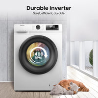 Hisense 1Q Series WF1Q1041BW Freestanding 10 KG Front Load Washing Durable Inverter Machine, Steam Wash, Quick Wash, 15 Washing Programs 1400 RPM White - Energy Rating A